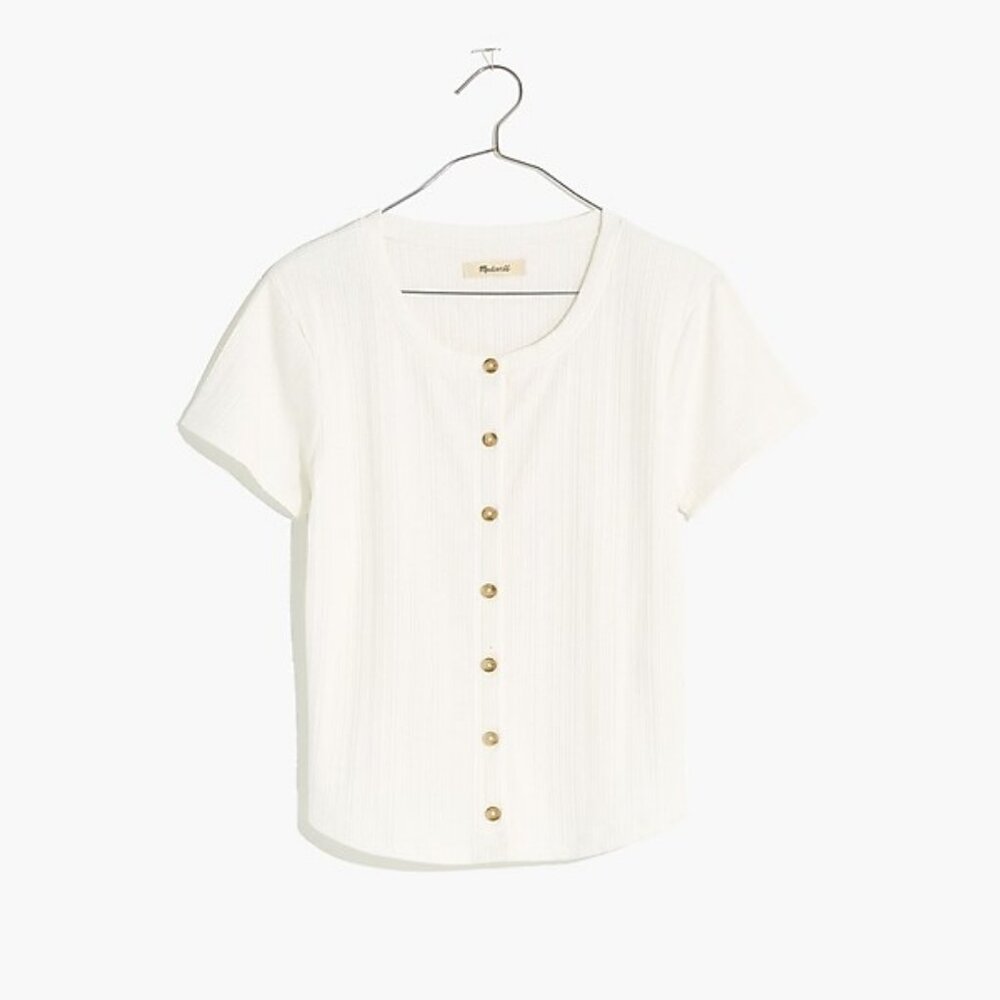 Madewell Pointelle Button-Front Slim Tee